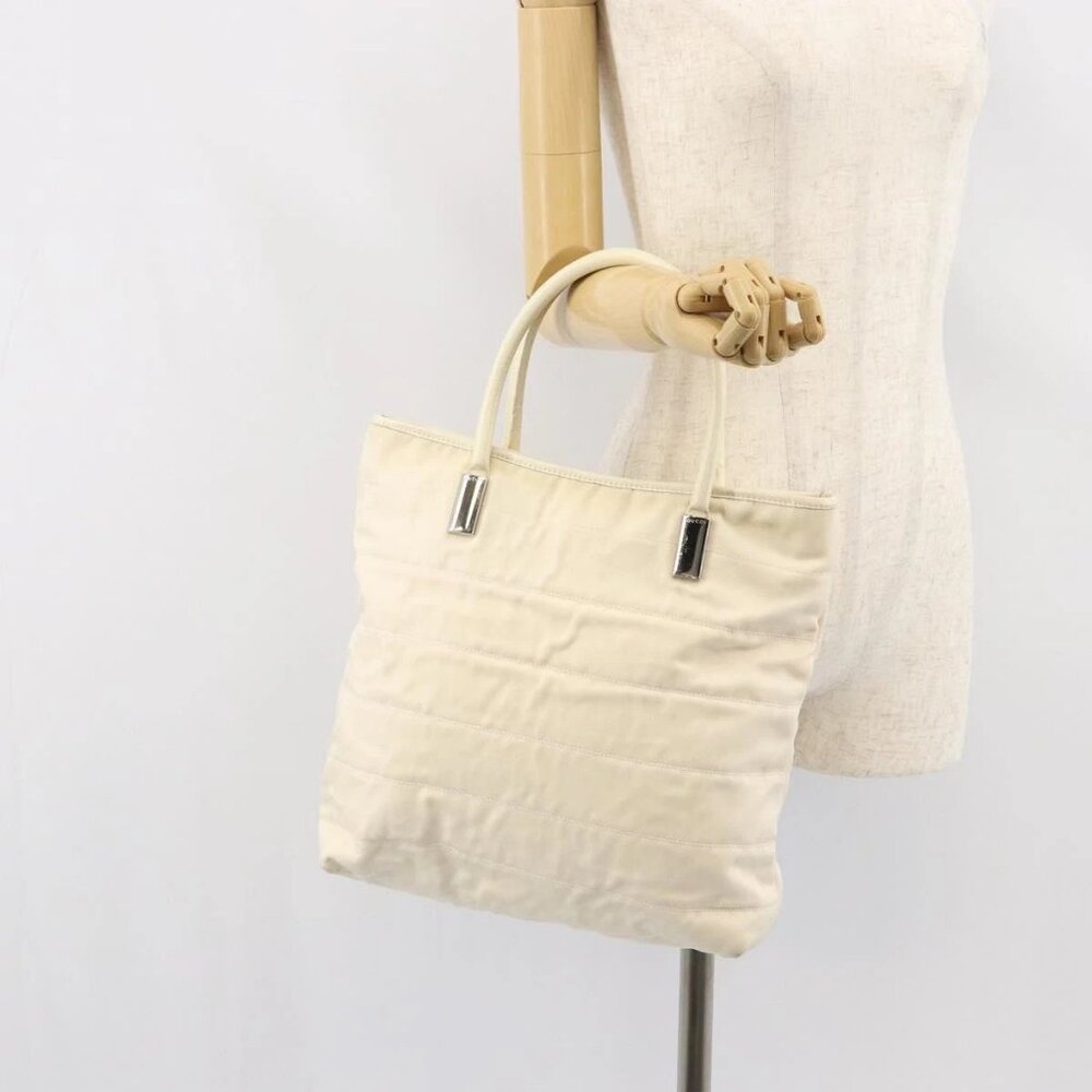 GUCCI Tote Bag Canvas White Gold Auth 151588 - Picture 16 of 16